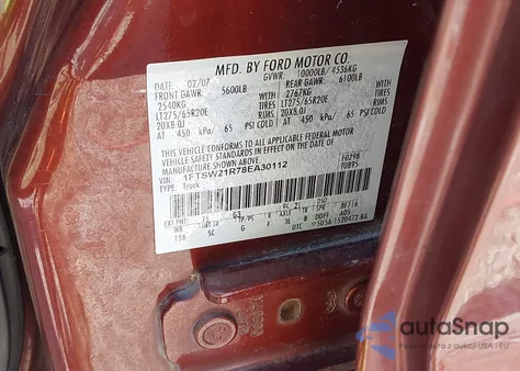 2008 Ford F-250 Fx4/Harley-Davidson/King Ranch/Lariat/Xl/Xlt from USA, damaged, VIN 1FTSW21R78EA30112